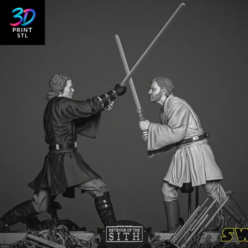 Obi-Wan vs Anakin Skywalker Diorama Star Wars | 3D Print Model | STL