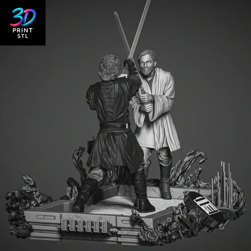 Obi-Wan vs Anakin Skywalker Diorama Star Wars | 3D Print Model | STL - Image 2