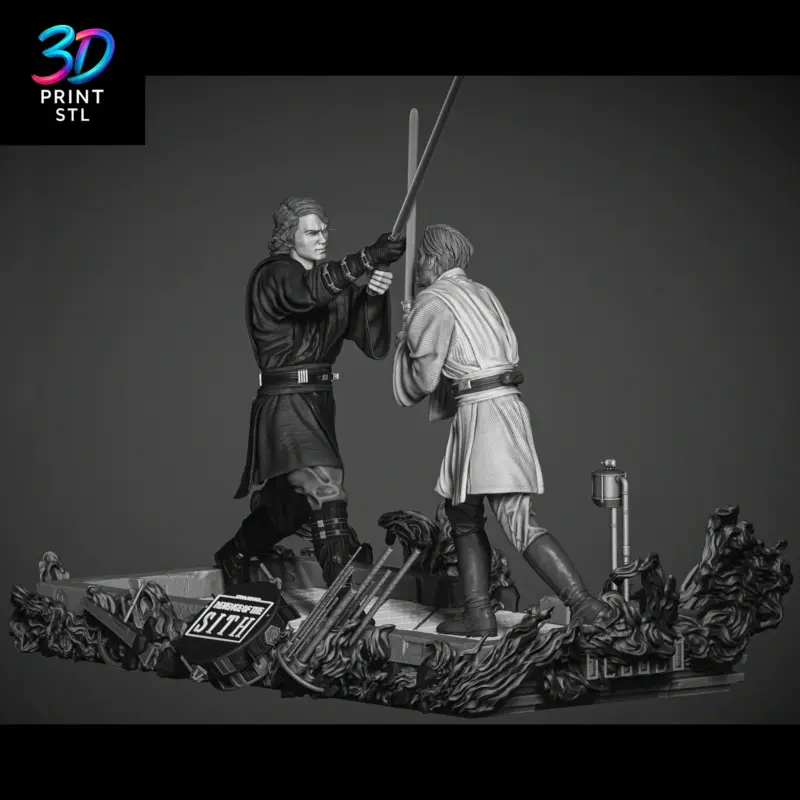 Obi-Wan vs Anakin Skywalker Diorama Star Wars | 3D Print Model | STL - Image 3