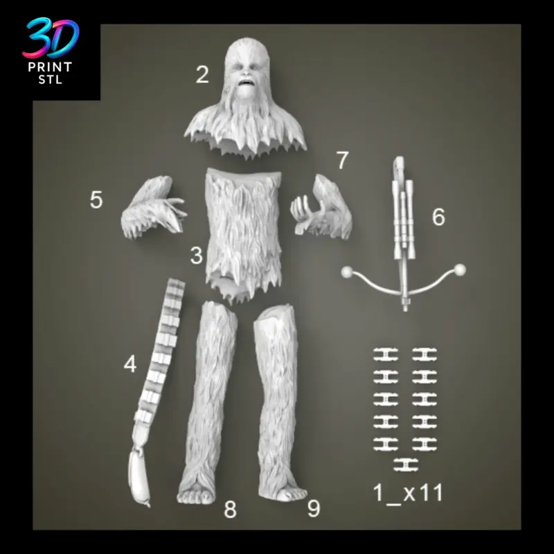 Chewbacca Figure Star Wars | 3D Print File | STL - Image 5
