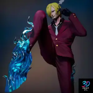 One Piece Sanji Fiery Kick Figure | Detailed STL for 3D Printers