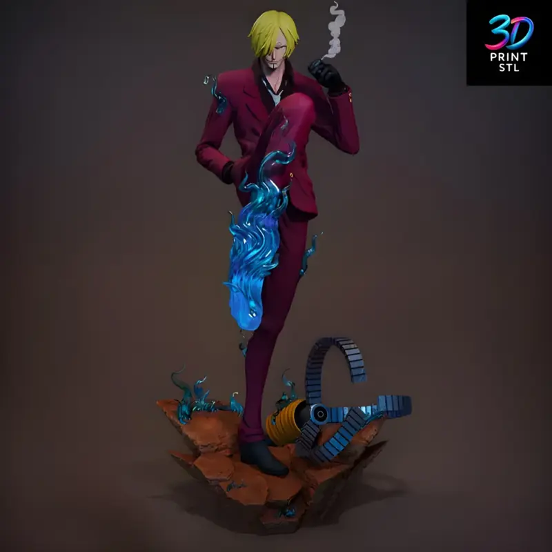 One Piece Sanji Fiery Kick Figure | Detailed STL for 3D Printers - Image 2