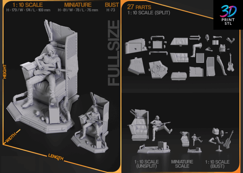 Johnny Silverhand Cyberpunk 2077 | 3D Print File | STL - Image 2