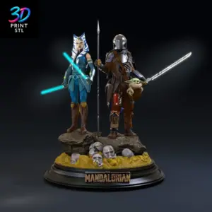 Mandalorian & Ahsoka Tano Diorama Star Wars | 3D Print File | STL