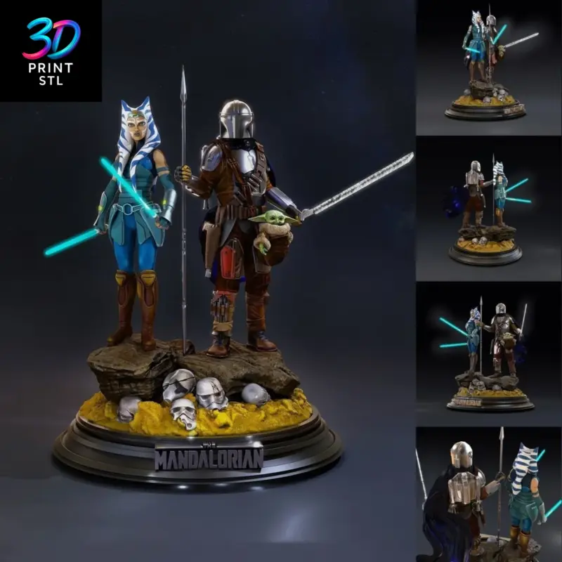 Mandalorian & Ahsoka Tano Diorama Star Wars | 3D Print File | STL - Image 2