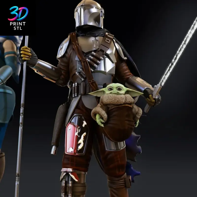 Mandalorian & Ahsoka Tano Diorama Star Wars | 3D Print File | STL - Image 3