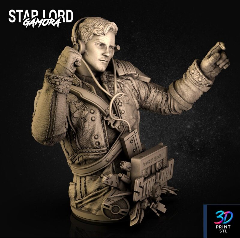 Starlord Bust Avengers | 3D Print File | STL - Image 2