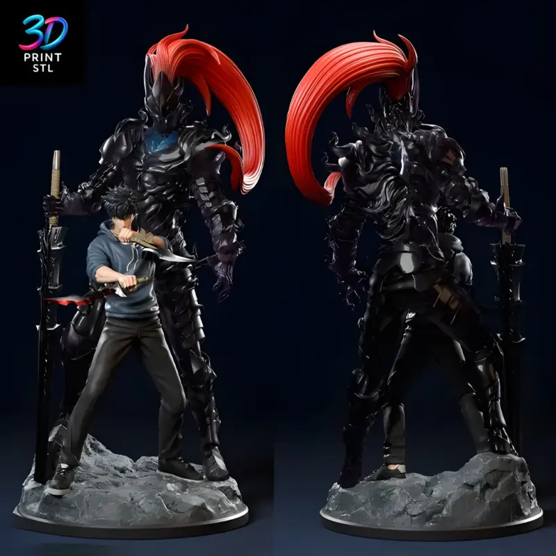 Sung Jin Woo and Igris Solo Leveling | STL File for 3D Printing - Image 2