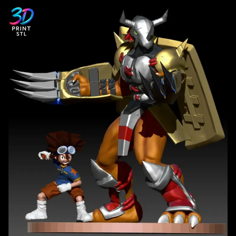 Tai & WarGreymon Diorama Digimon | 3D Print File | STL