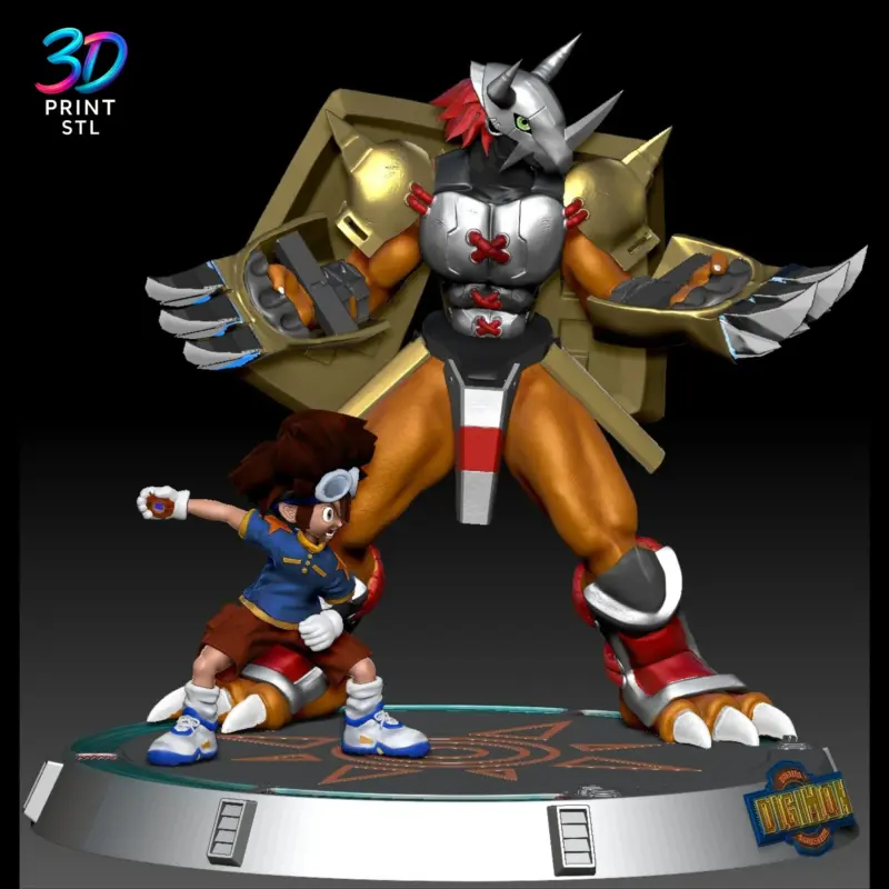 Tai & WarGreymon Diorama Digimon | 3D Print File | STL - Image 2
