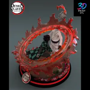 Tanjiro vs Rui Diorama Demon Slayer | STL File for 3D Printing