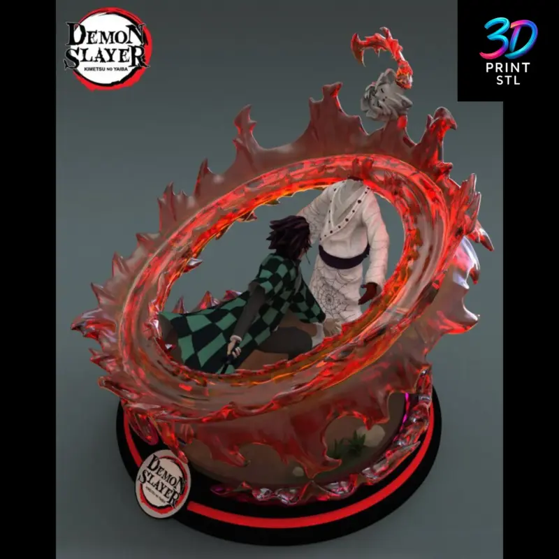 Tanjiro vs Rui Diorama Demon Slayer | STL File for 3D Printing