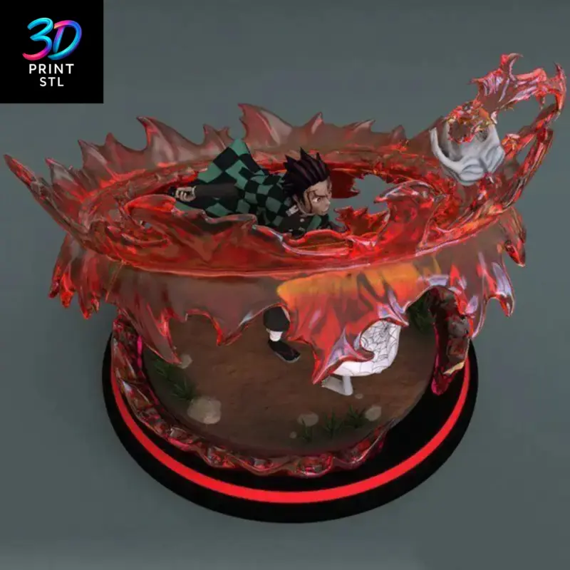 Tanjiro vs Rui Diorama Demon Slayer | STL File for 3D Printing - Image 2