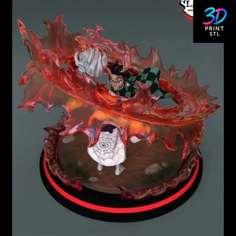 Tanjiro vs Rui Diorama Demon Slayer | STL File for 3D Printing - Image 3