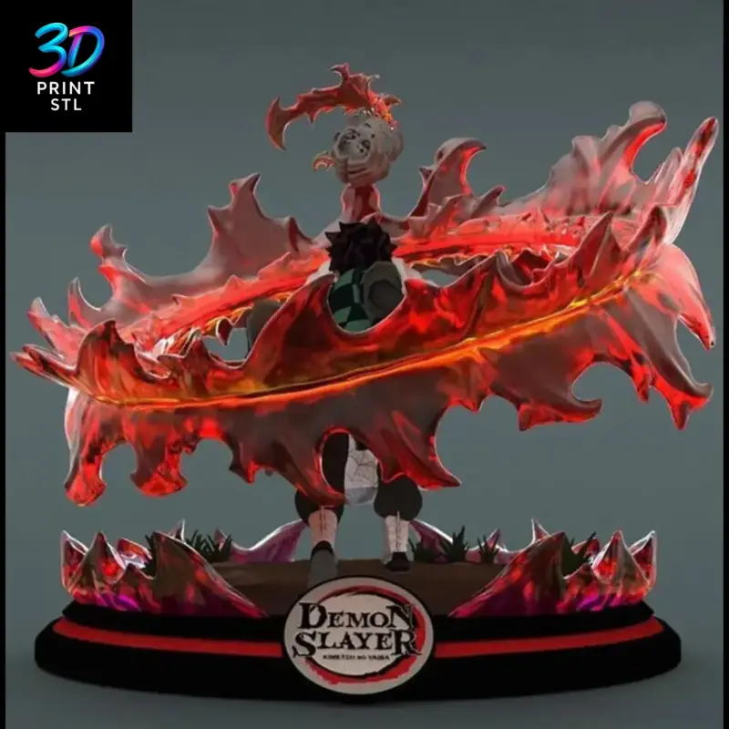 Tanjiro vs Rui Diorama Demon Slayer | STL File for 3D Printing - Image 4