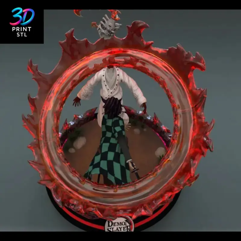 Tanjiro vs Rui Diorama Demon Slayer | STL File for 3D Printing - Image 5