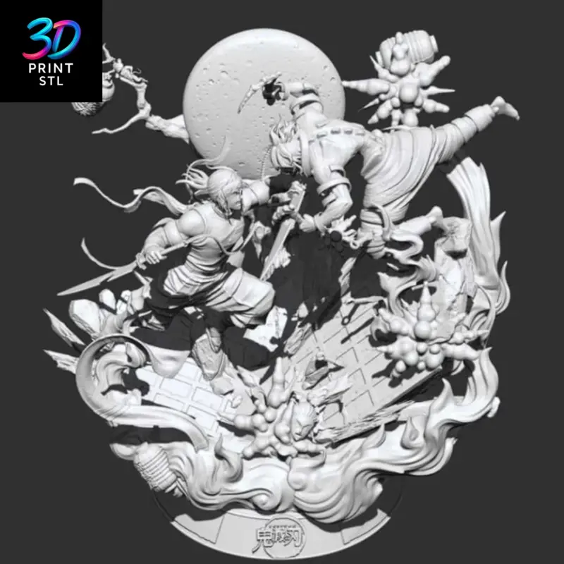 Tengen vs Gyutaro Diorama Demon Slayer | 3D Print Model | STL - Image 3