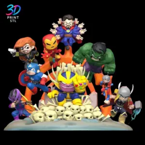 Thanos vs Avengers Chibi Diorama Marvel | STL File for 3D Printing