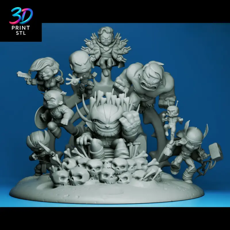 Thanos vs Avengers Chibi Diorama Marvel | STL File for 3D Printing - Image 2