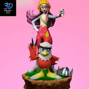 Yolei and Hawkmon Diorama Digimon Adventure | 3D Print File | STL
