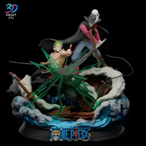 Zoro vs Mihawk One Piece | STL for 3D Printers