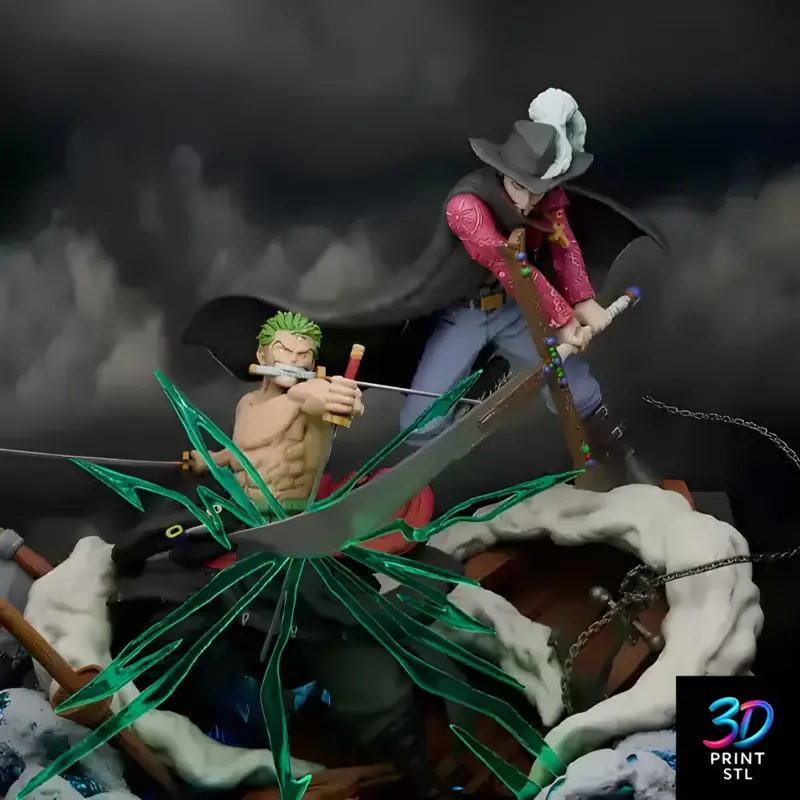 Zoro vs Mihawk One Piece | STL for 3D Printers - Image 3